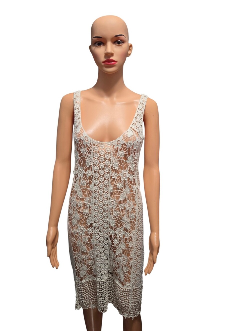 Breeze Ever Coachella Knit Crochet Cover-Up Dress Beachwear Sz L